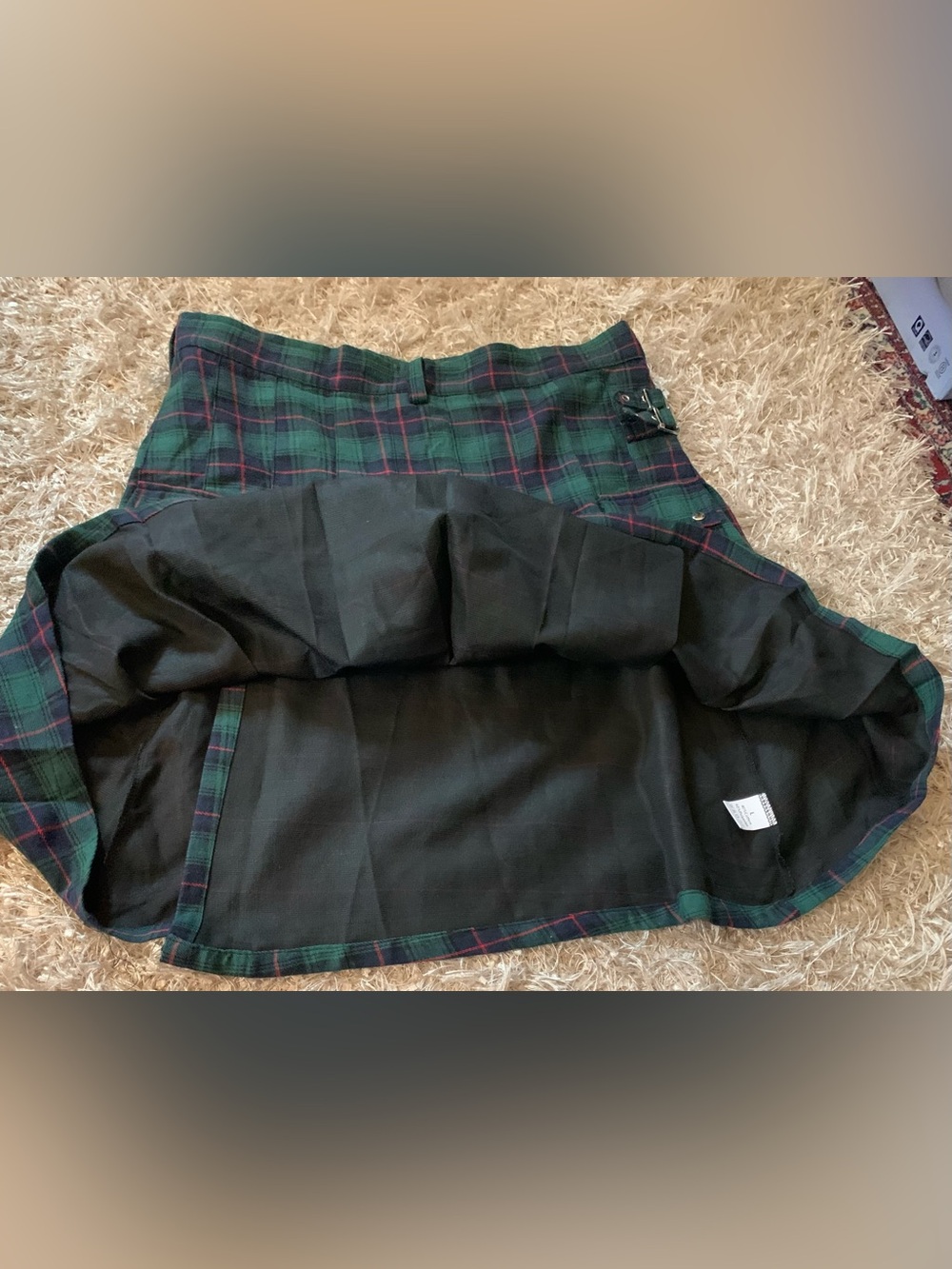 Green Plaid Kilt with Side Buckle Detail NWOT size Large - Picture 6 of 13